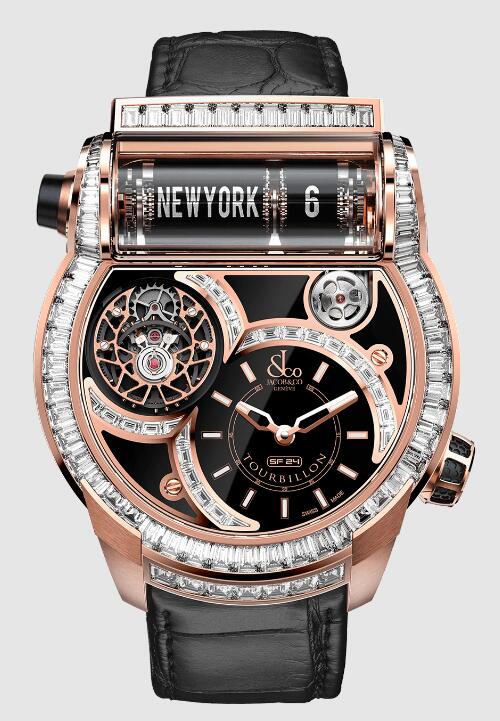 Review Jacob & Co EPIC SF24 TOURBILLON BAGUETTE ROSE GOLD ES802.40.BD.BD.A Replica watch